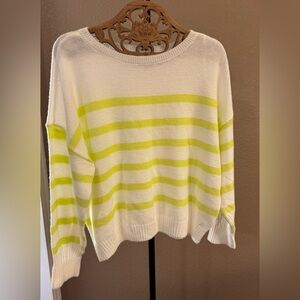 Sonoma Women's Sweater in White and Yellow Stripes NWT